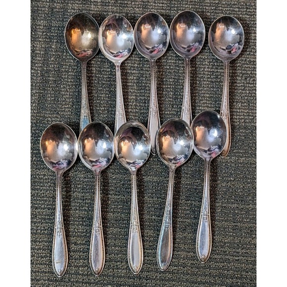 Wm. Rogers & Son Other - International Wm Rogers AA 10 TRIUMPH Silverplate Gumbo Soup Spoons 7" READ